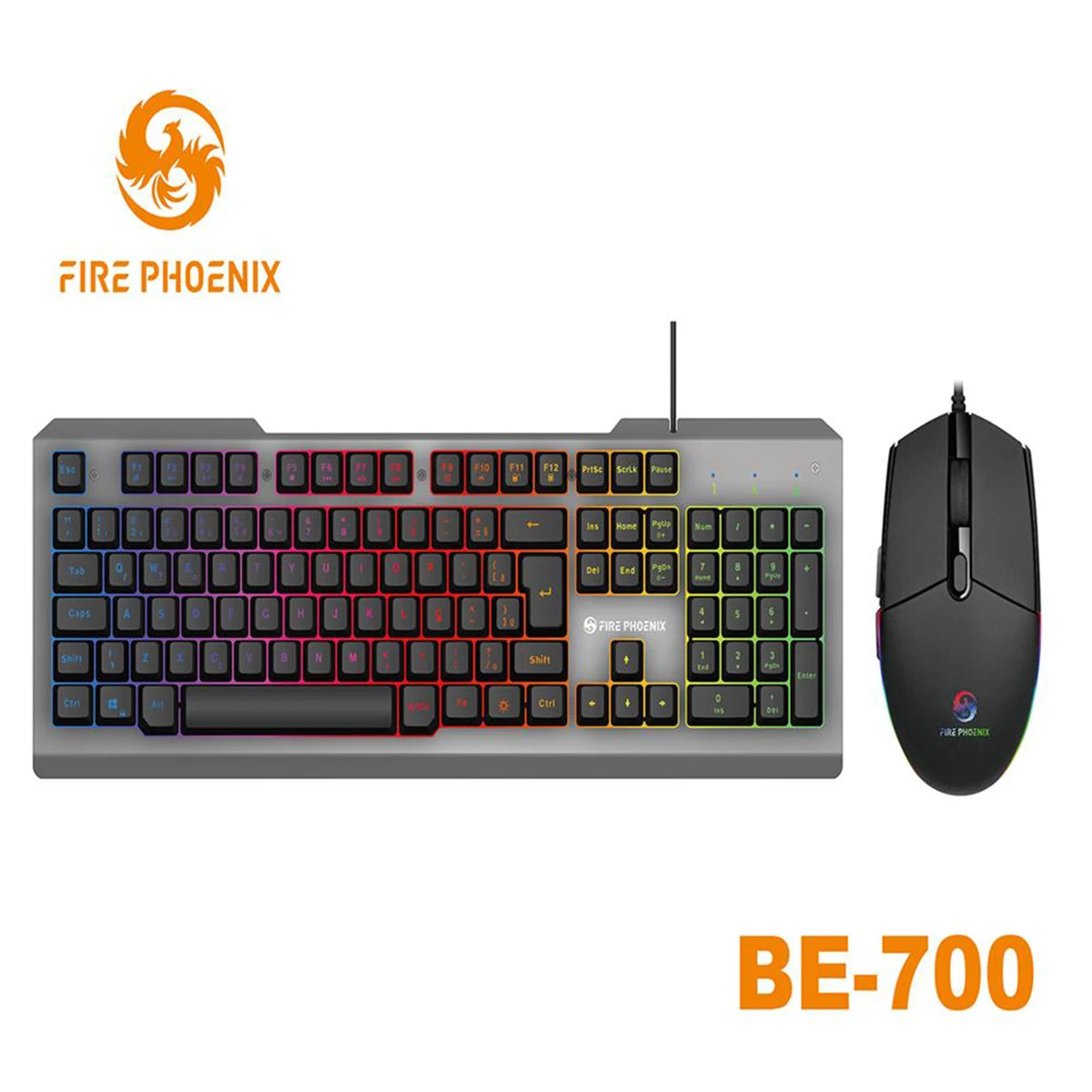 Silent Mechanical Semi Keyboard Kit And Mouse Gamer 1200 Dpi Abnt2 Led Lighting Rgb Be-700 Luuk Young