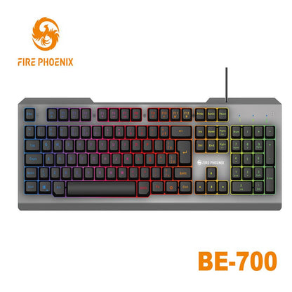 Silent Mechanical Semi Keyboard Kit And Mouse Gamer 1200 Dpi Abnt2 Led Lighting Rgb Be-700 Luuk Young