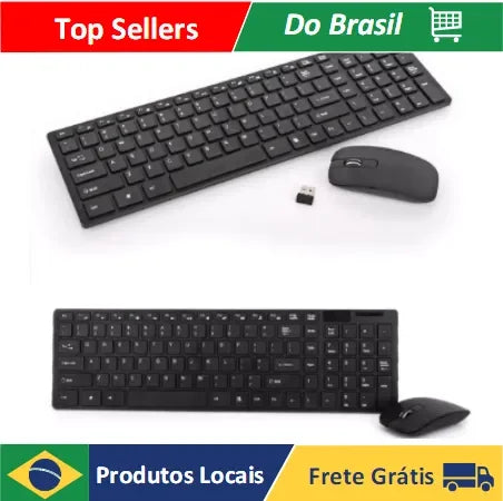 Kit Teclado E Mouse Sem Fio Wireless 2.4ghz Mouse Óptico C/ 3200dpi/ Alta performance